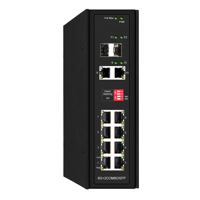 F6-5800-8P2SC工业非托管2 Giga组合交换机和8 GE以太网PoE交换机