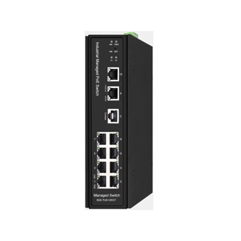 F6-5800-M8GTP2XT DIN-RAIL L3管理型2 10G-Base-Tx 8 1000m PoE Tx工业交换机
